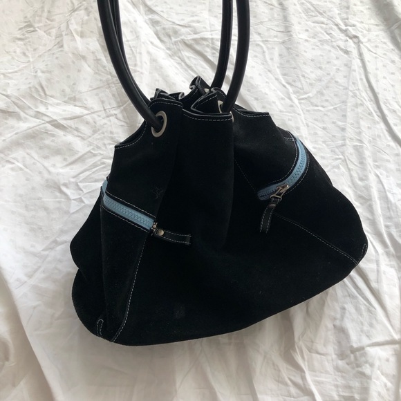 Black Suede Leather Cole Haan Shoulder Bag - Picture 2 of 8